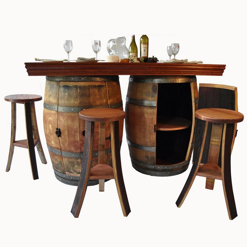 Reclaimed Wine Barrel Bar/Island Set