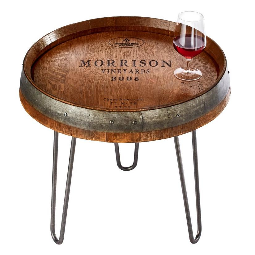 Wine Barrel Head End Table (Walnut Stain)