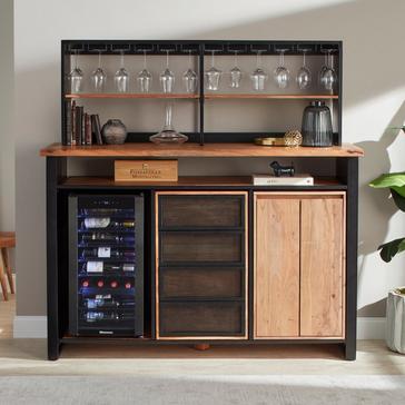Morgon Live Edge Metal And Wood Wine, Wine Cooler Cabinet Insert