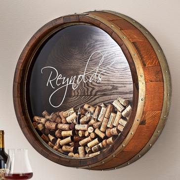 Personalized Reclaimed Wine Barrel Head Cork Collector’s Display (Name and Year)