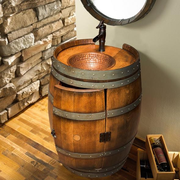 Reclaimed Wine Barrel Vanity, Whiskey Barrel Sink Vanity