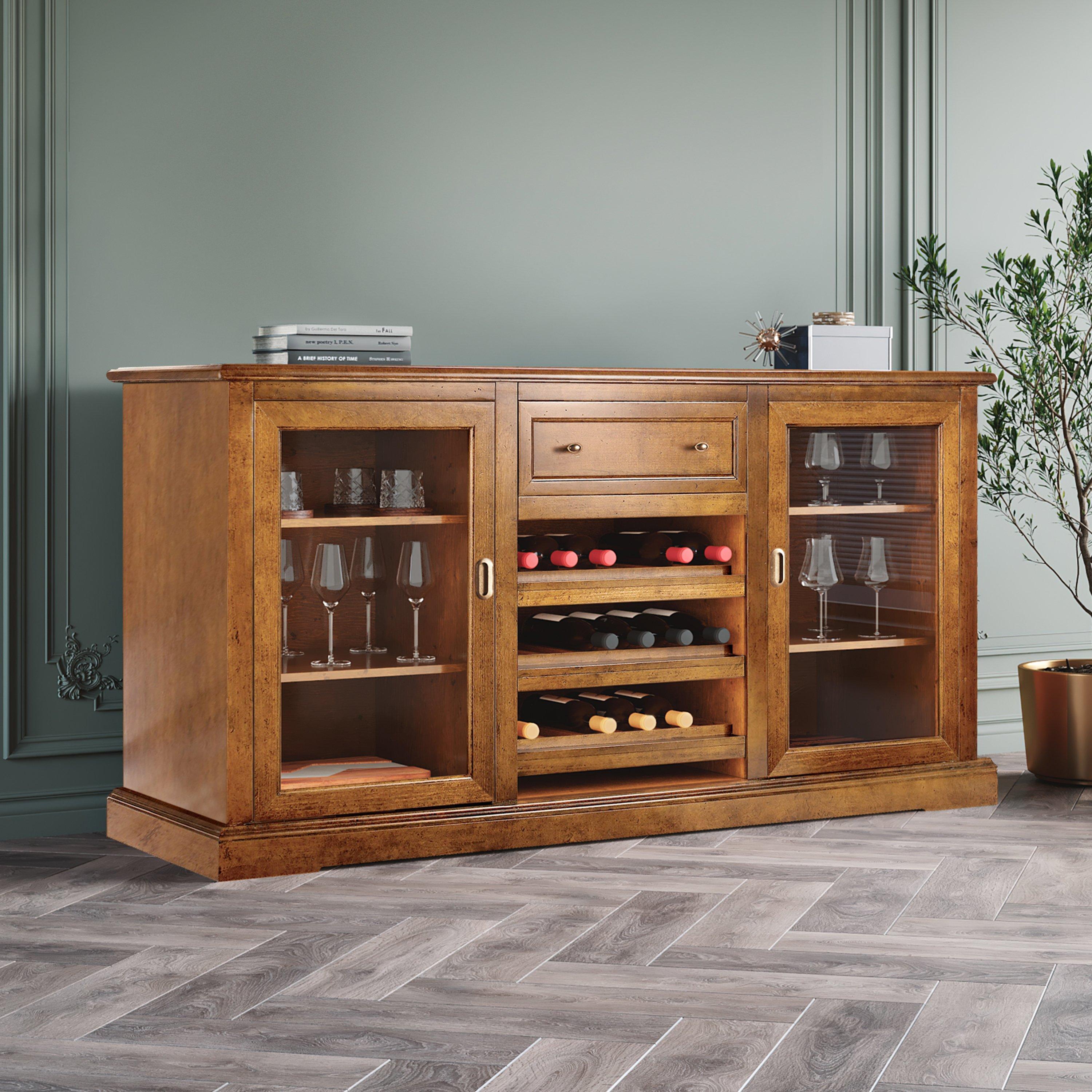 Siena Wine Credenza with Cooling Storage Option (Walnut) - Wine Enthusiast