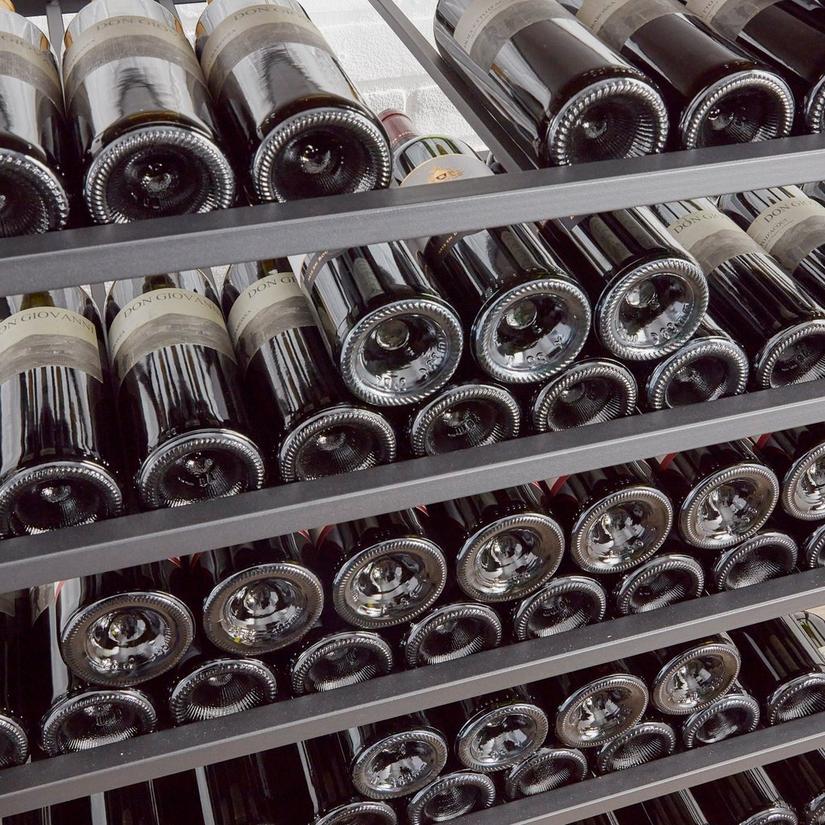 115-Bottle Iron Wine and Stemware Rack with Tasting Shelf
