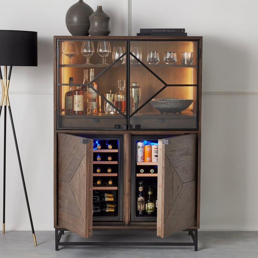 Monterey Bar Cabinet With Integrated Wine And Beverage Coolers One 20 Bottle Cooler Center