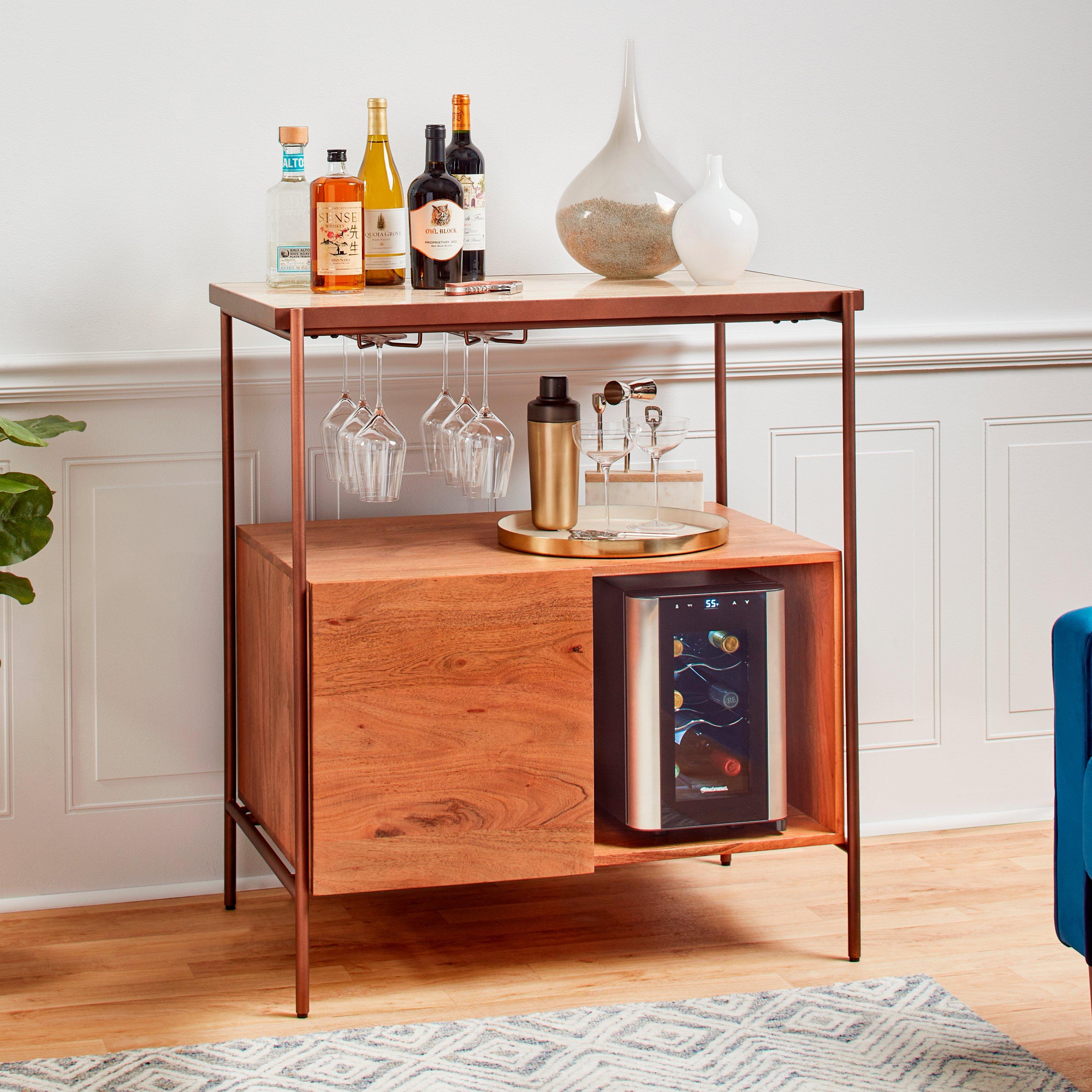 Alsace Bar Console with Optional Wine Cooler - Wine Enthusiast