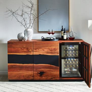 Navarra Acacia Wood and Resin Inlay Sideboard with Cooling Storage Option