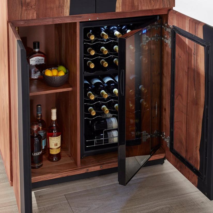 Navarra Acacia Wood and Resin Inlay Bar Cabinet with Cooling Storage Option