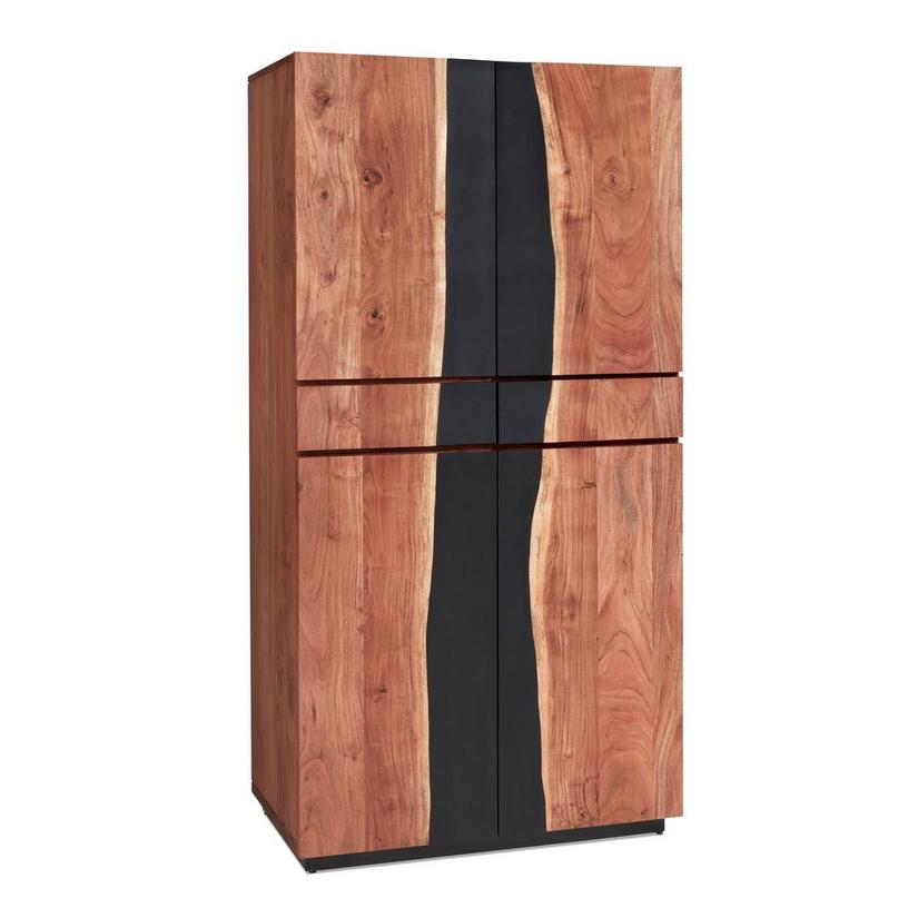 Navarra Acacia Wood and Resin Inlay Bar Cabinet with Cooling Storage Option