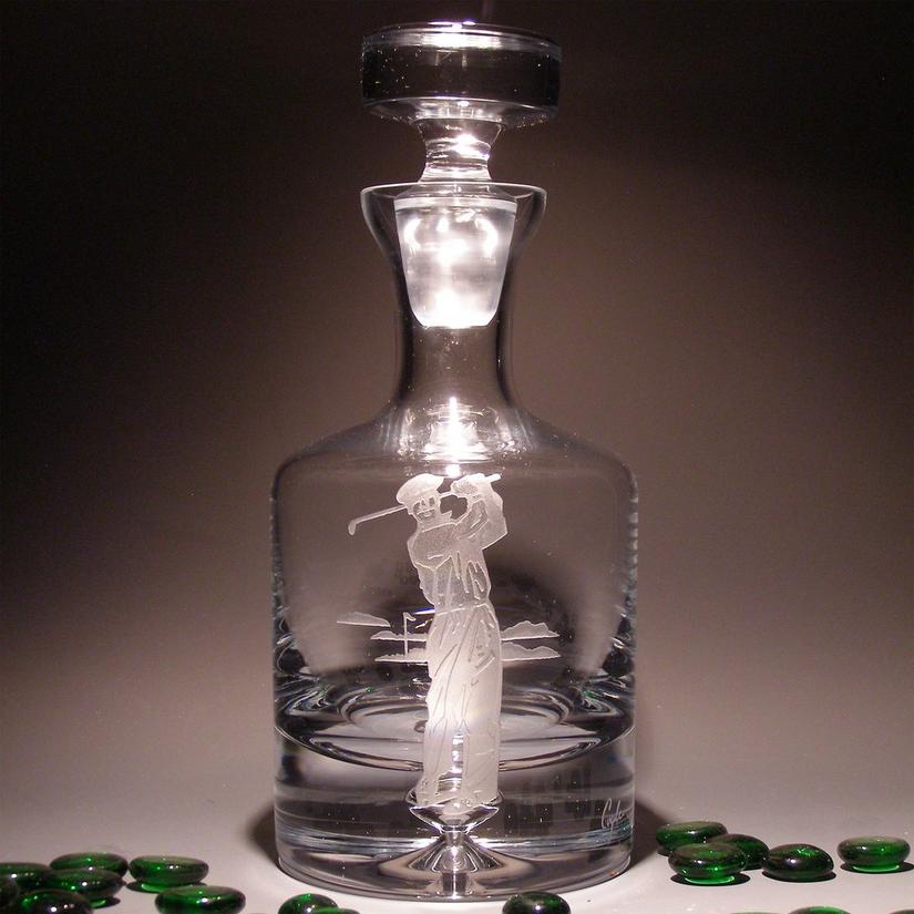 Etched Golf Whiskey Decanter