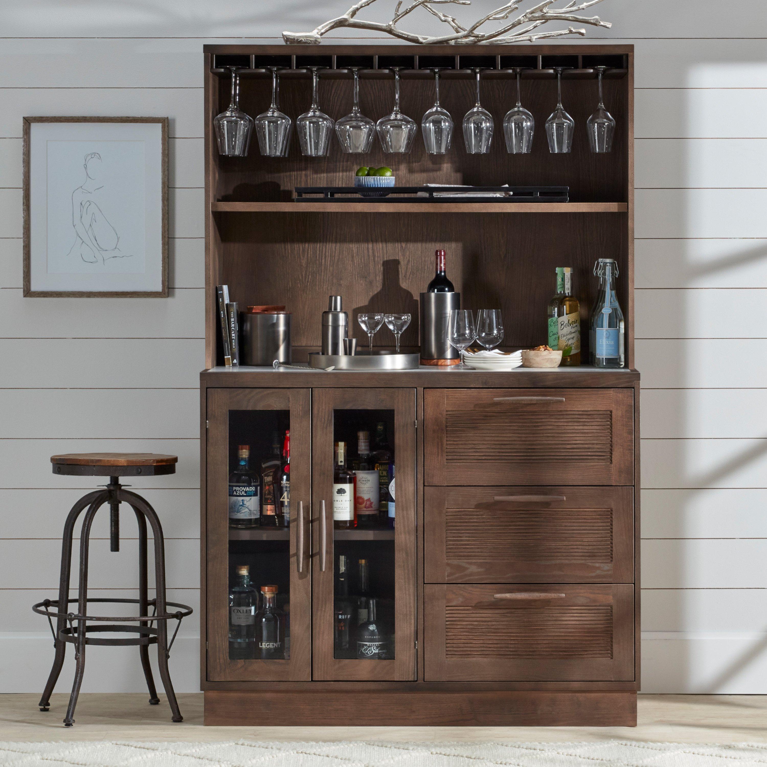 Umbria 2-Piece Bar Hutch Cabinet with Cooling Storage Option - Wine ...