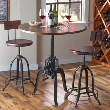 Industrial Crank Pub Table and Two Stools