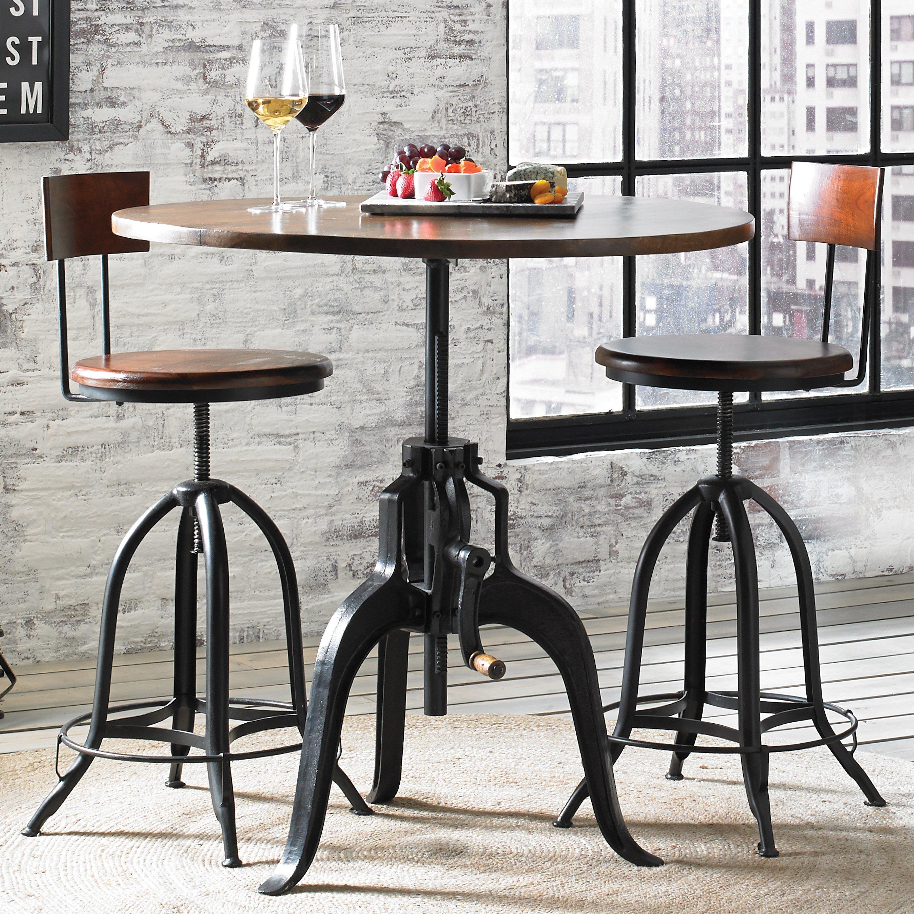 Industrial Crank Pub Table and Two Stools Wine Enthusiast