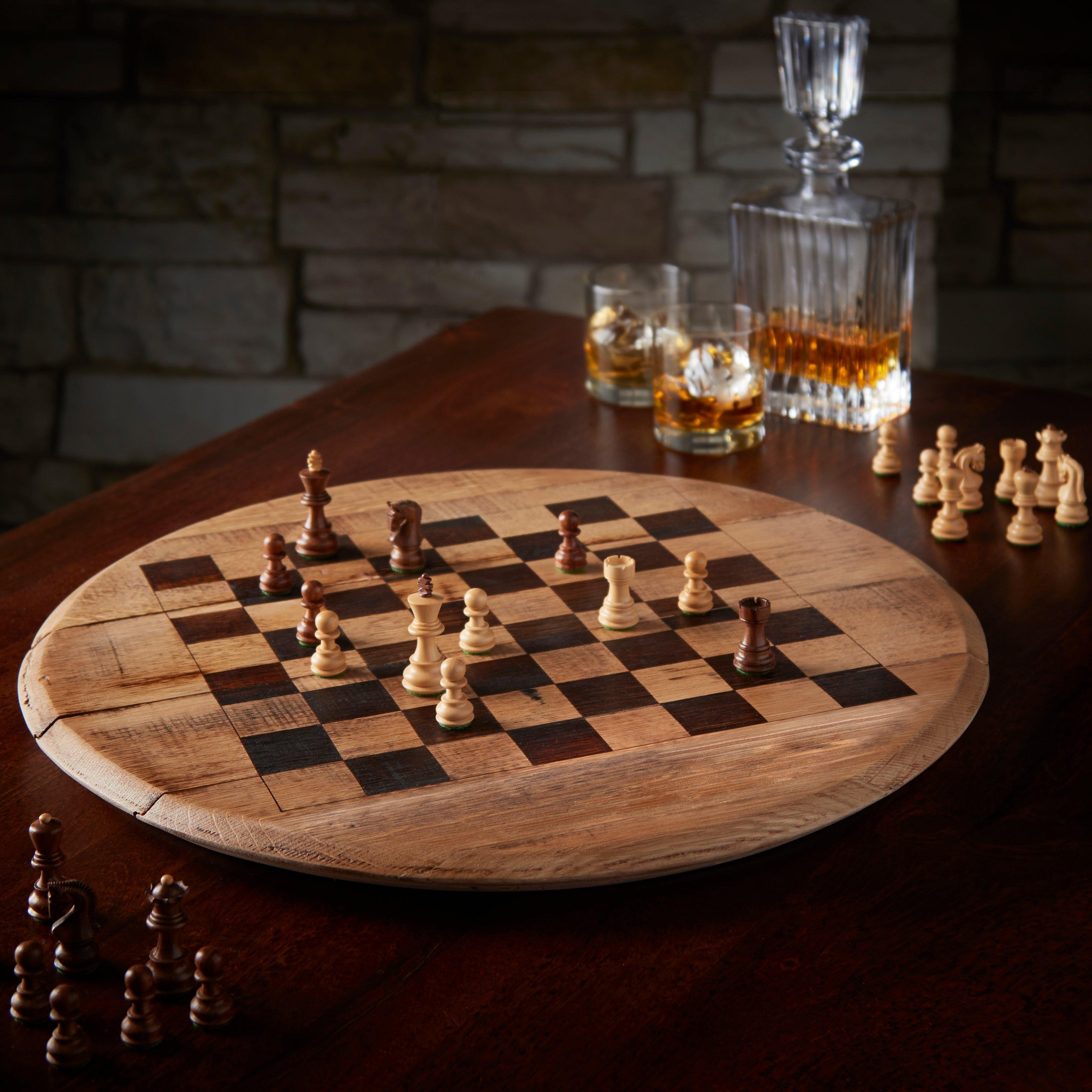 Handmade Chessboard made from Bourbon Barrels