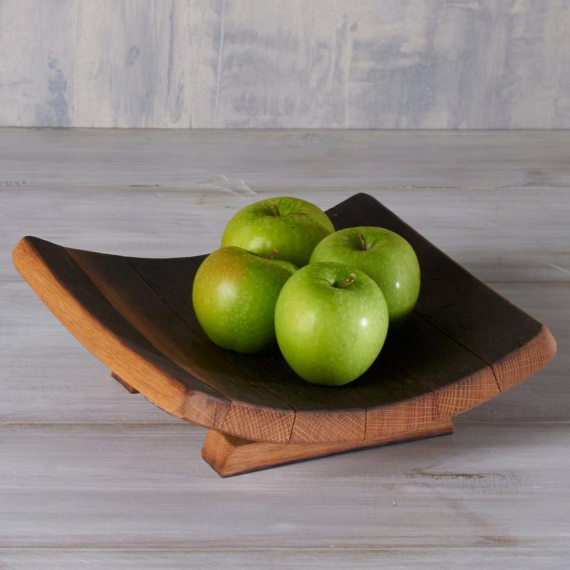 Square Wine Barrel Stave Tray with Feet