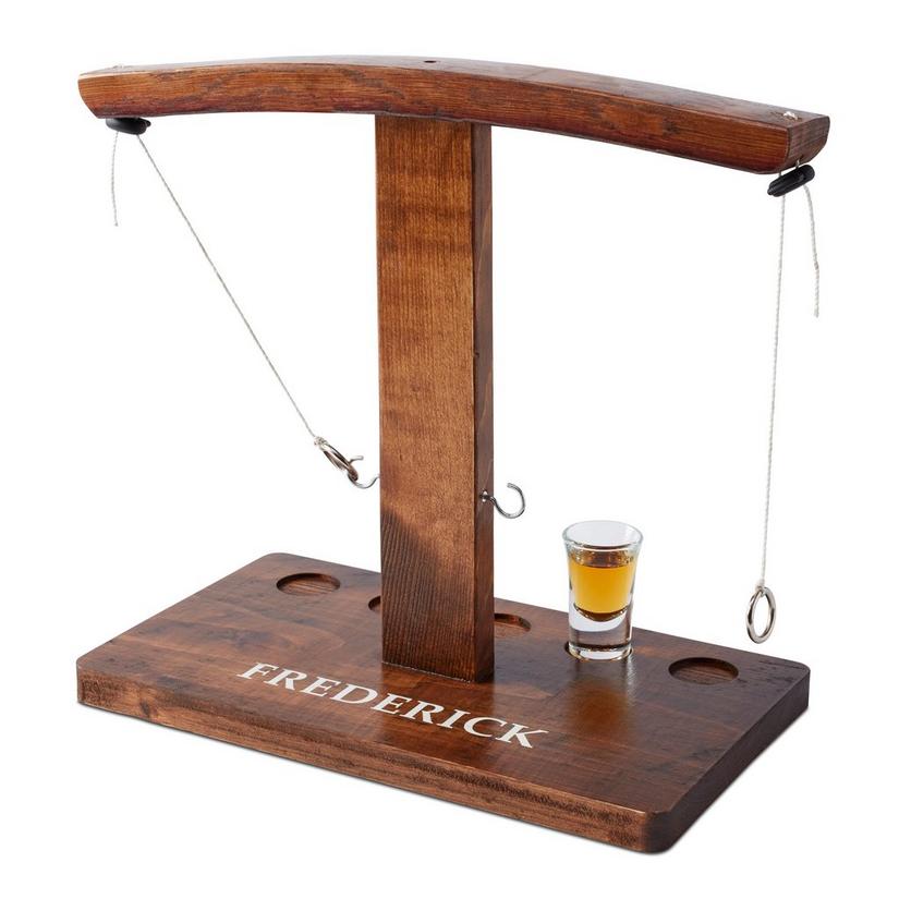 Personalized Tabletop Reclaimed Barrel Hook and Ring Game