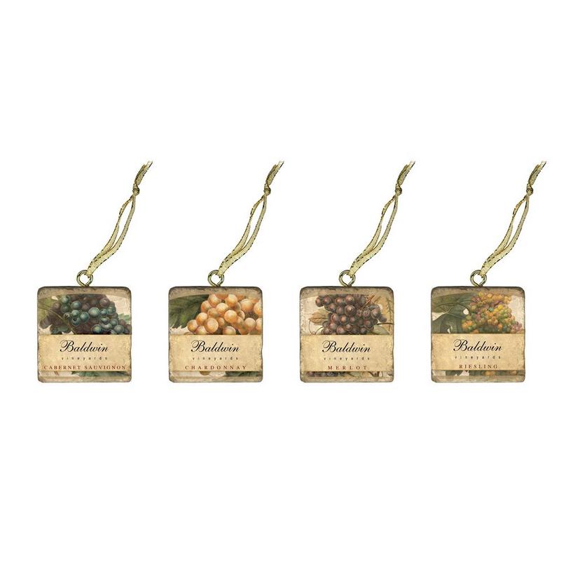 Personalized Marble Grape Design Ornaments (Set of 4)