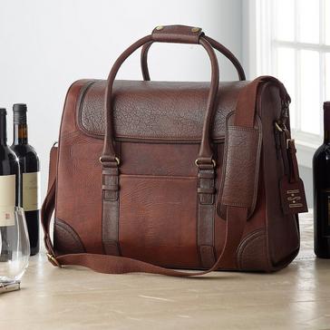 6-Bottle Leather Weekender Wine Bag