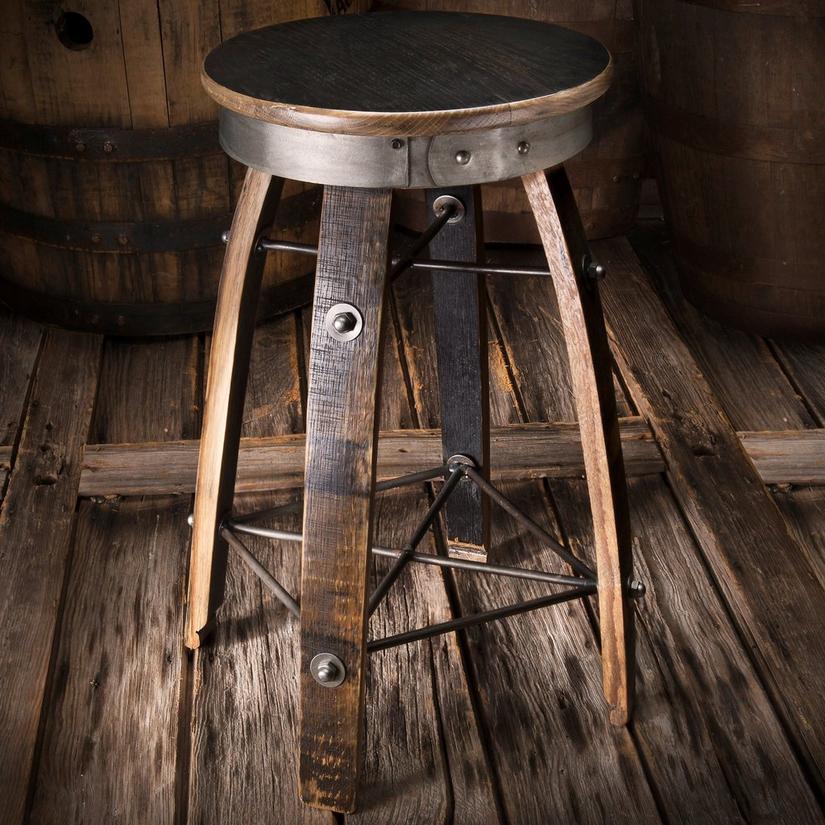 Bourbon Barrel Stave Swivel Stool, Bourbon Barrel Bar Chairs