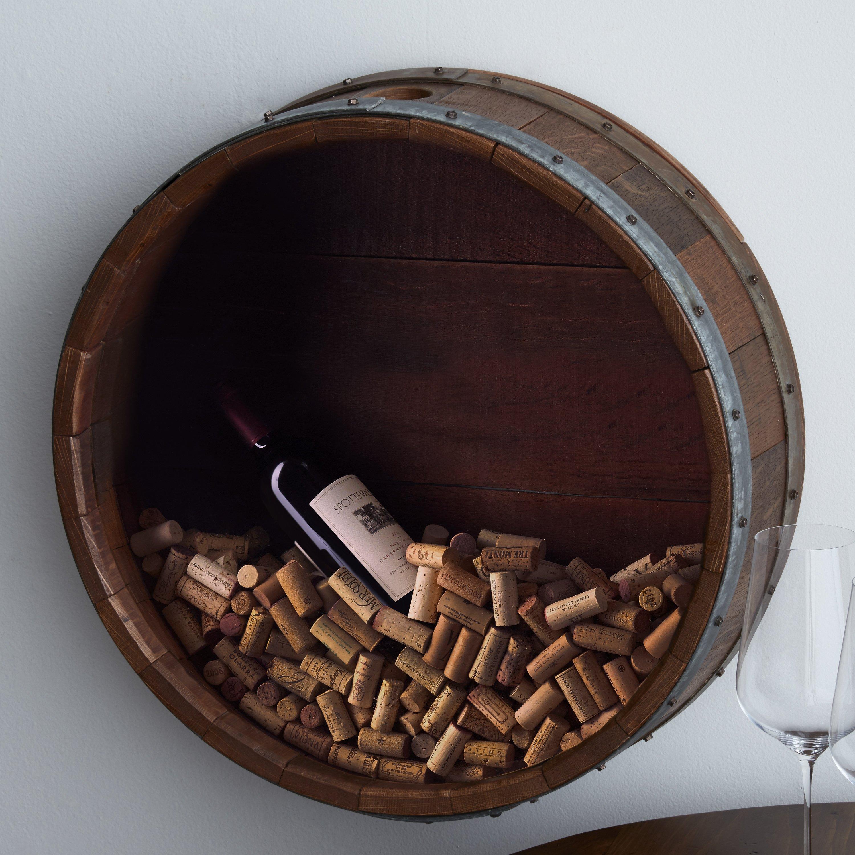 Reclaimed Wine Barrel Head Cork Collectors Display Wine Enthusiast