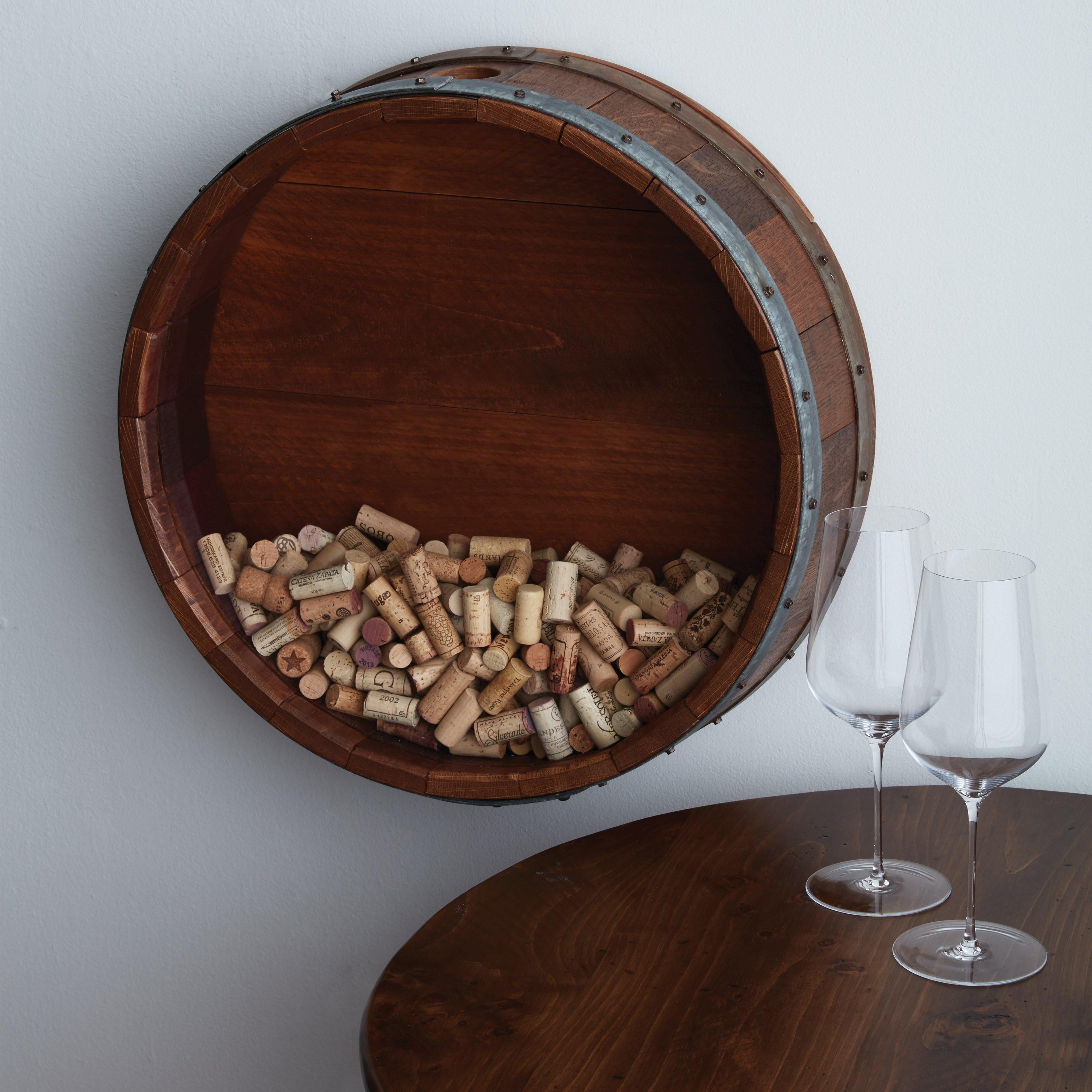 Reclaimed Wine Barrel Head Cork Collectors Display Wine Enthusiast