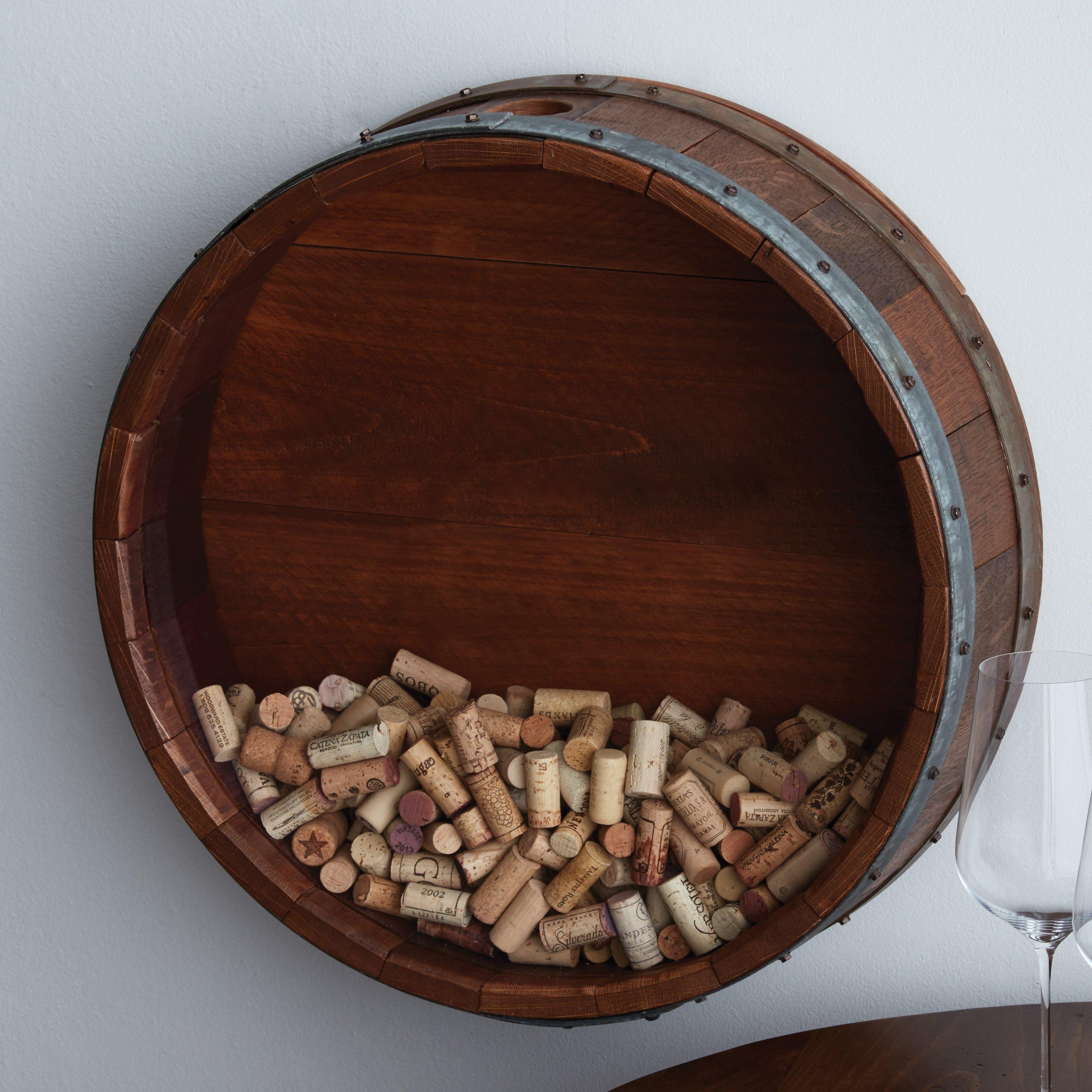 Reclaimed Wine Barrel Head Cork Collectors Display Wine Enthusiast