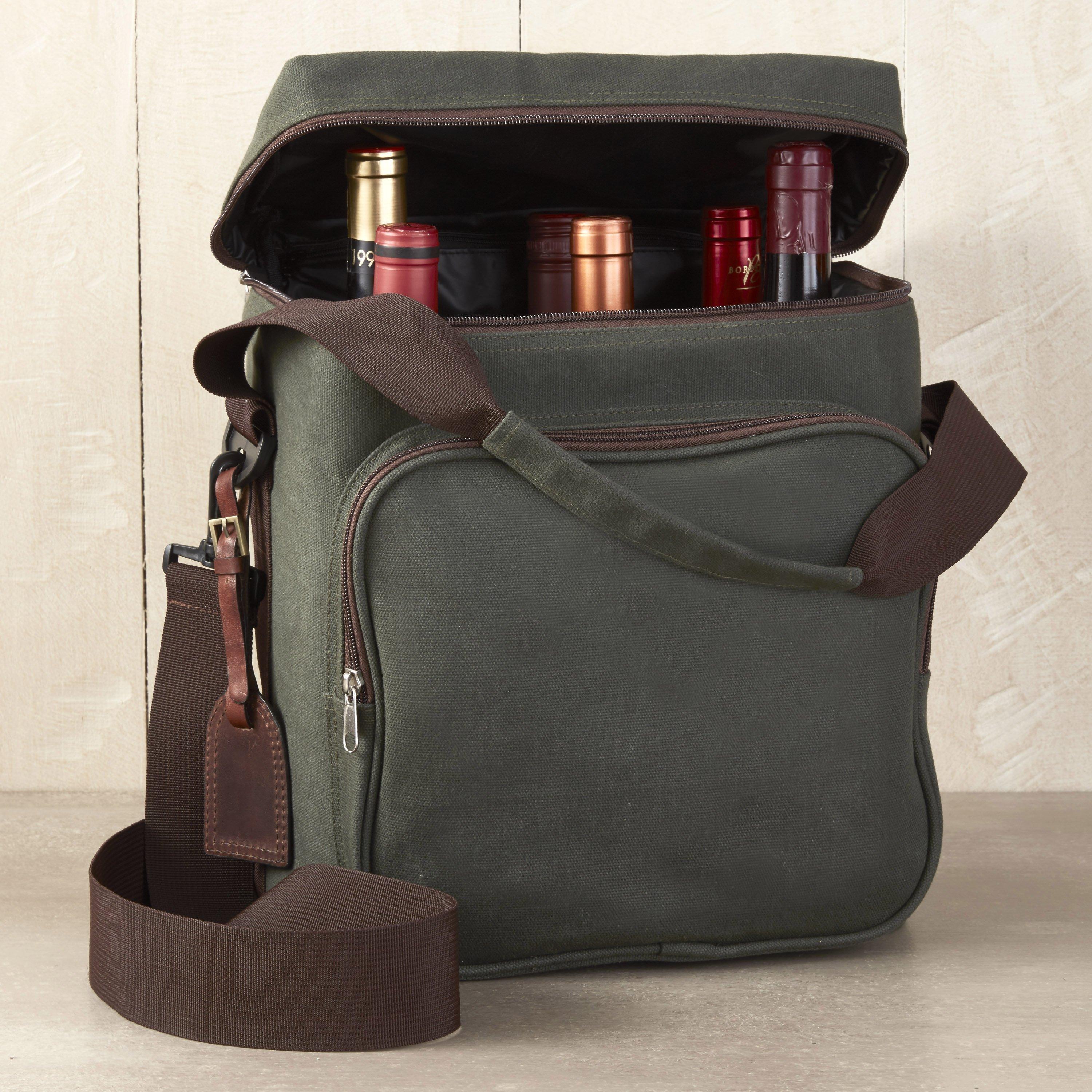 Waxed canvas wine discount tote