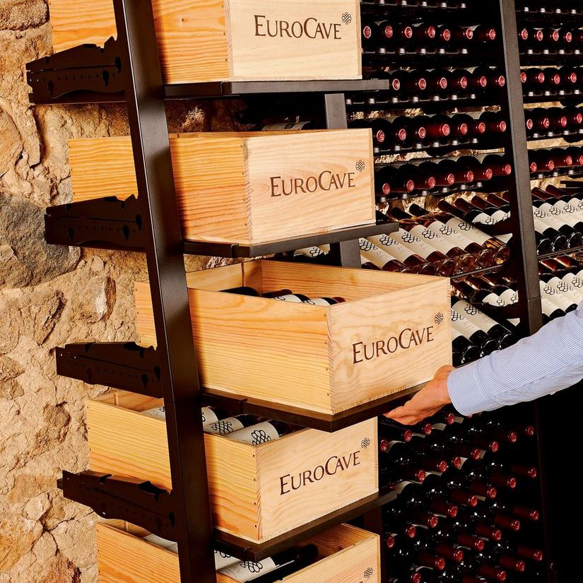 EuroCave Modulosteel 1 Column Wooden Box Sliding Shelf Wine Rack
