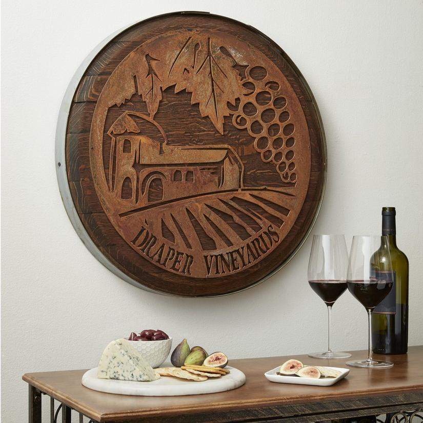 Personalized Rustic Barrel Wall Décor - Wine Barrel Wall Decor Personalized