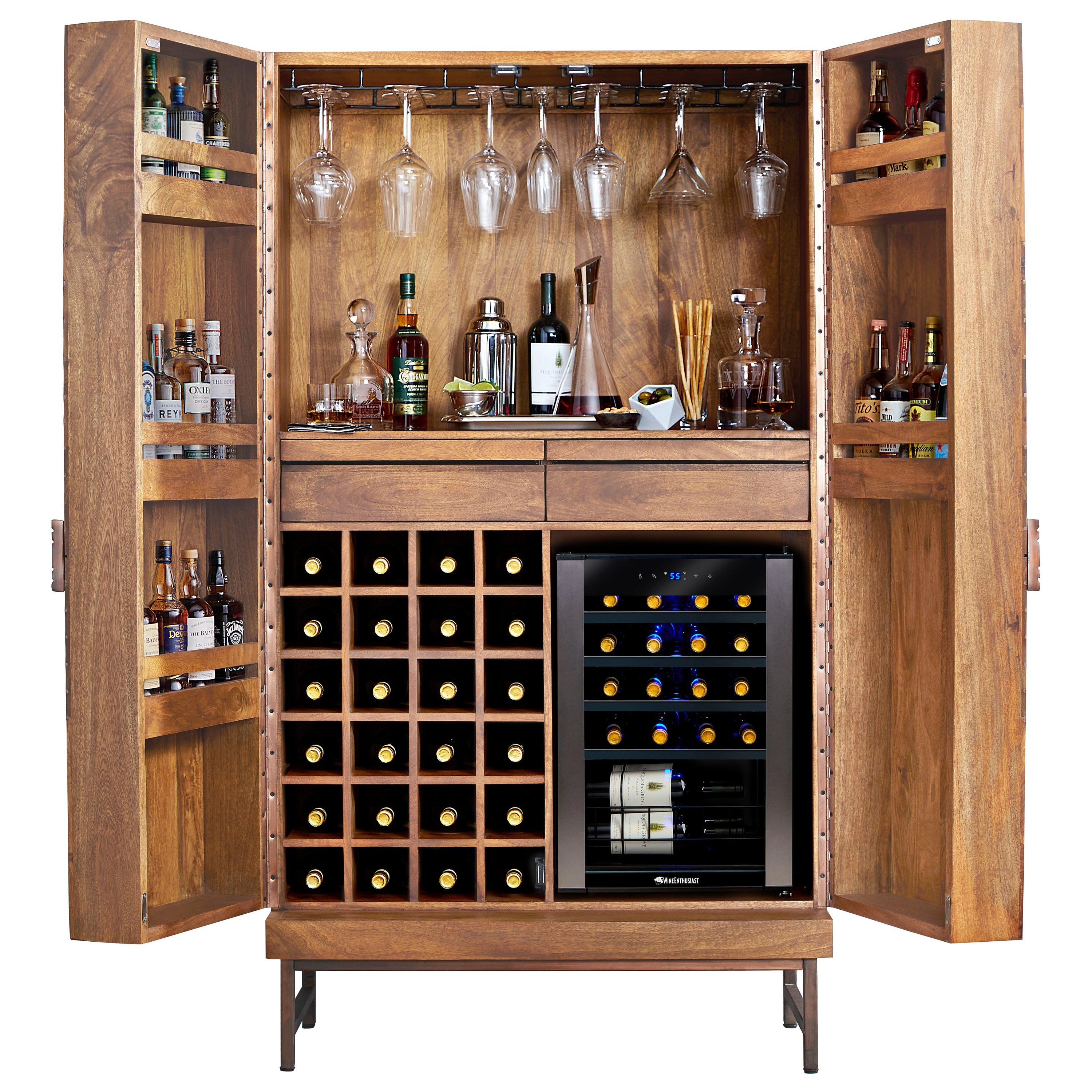 Cheverny Metal Inlay Bar Cabinet With Wine Refrigerator Wine Enthusiast