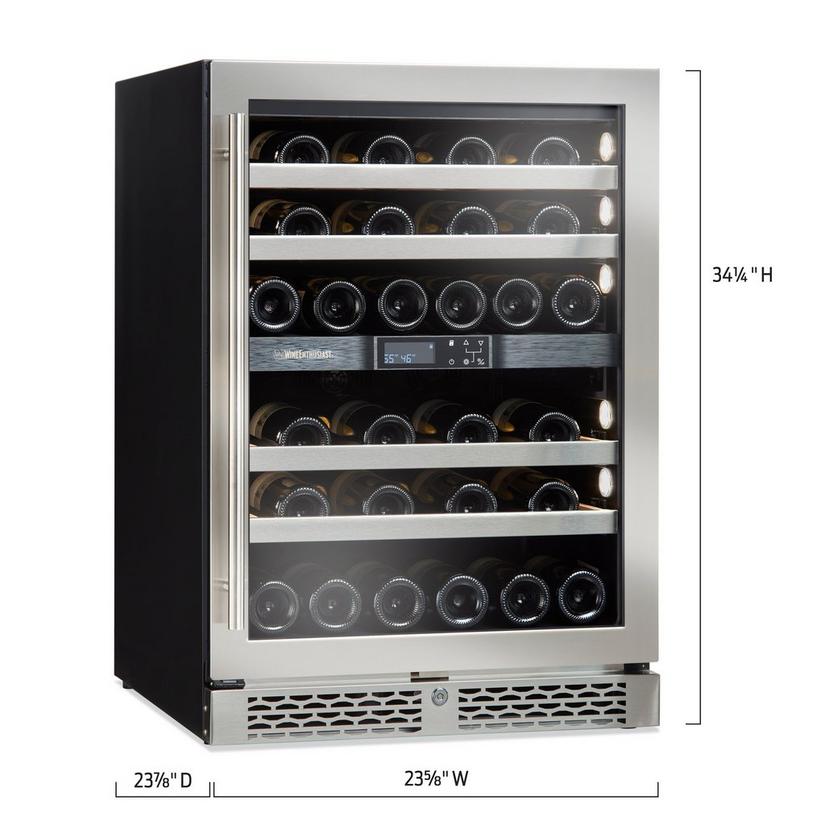 Dual Zone Undercounter Wine Cellar, Under Cabinet Wine Cooler Sizes