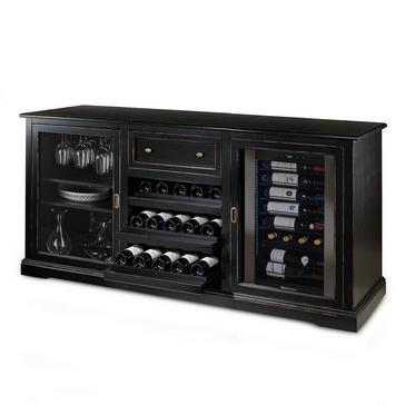 Siena Wine Credenza with Cooling Storage Option (Nero)