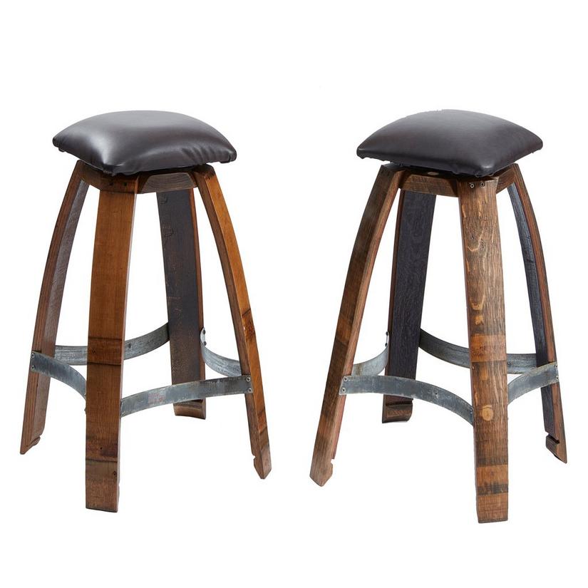Wine Barrel Bistro Leather Bar Stool, How Much Space For 2 Bar Stools