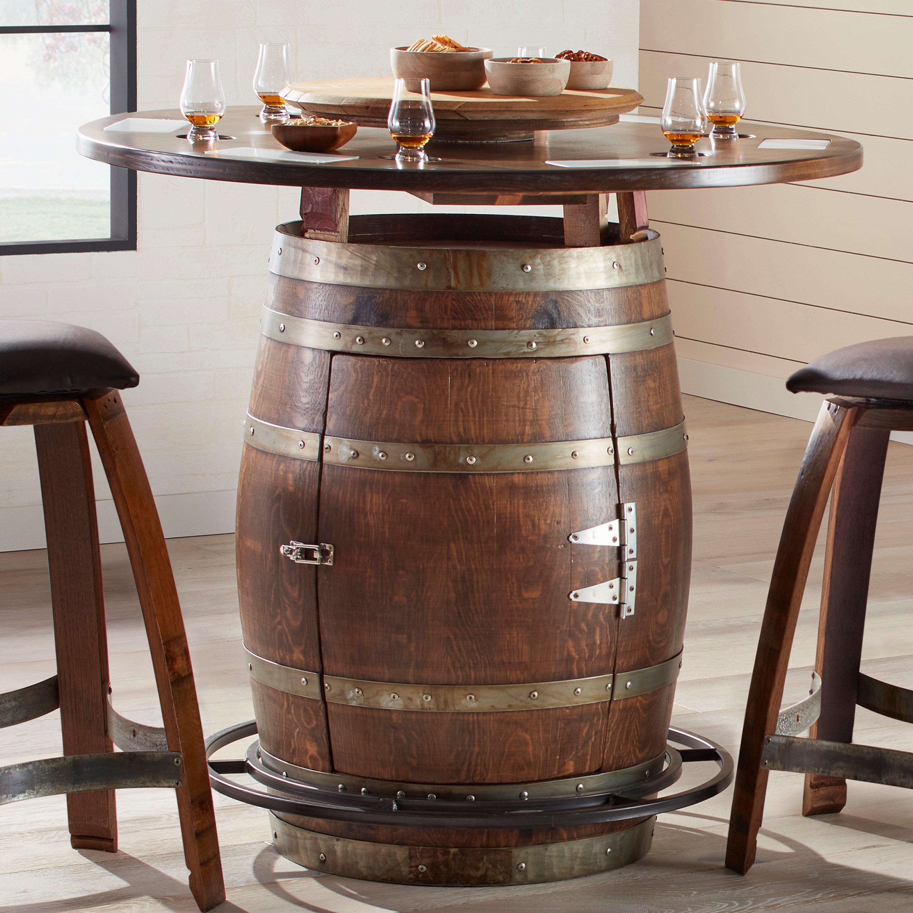 Wine Barrel Bistro Table with Customizable Tabletop - Game Charcuterie ...