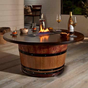 Reclaimed Half-Barrel Firepit Table