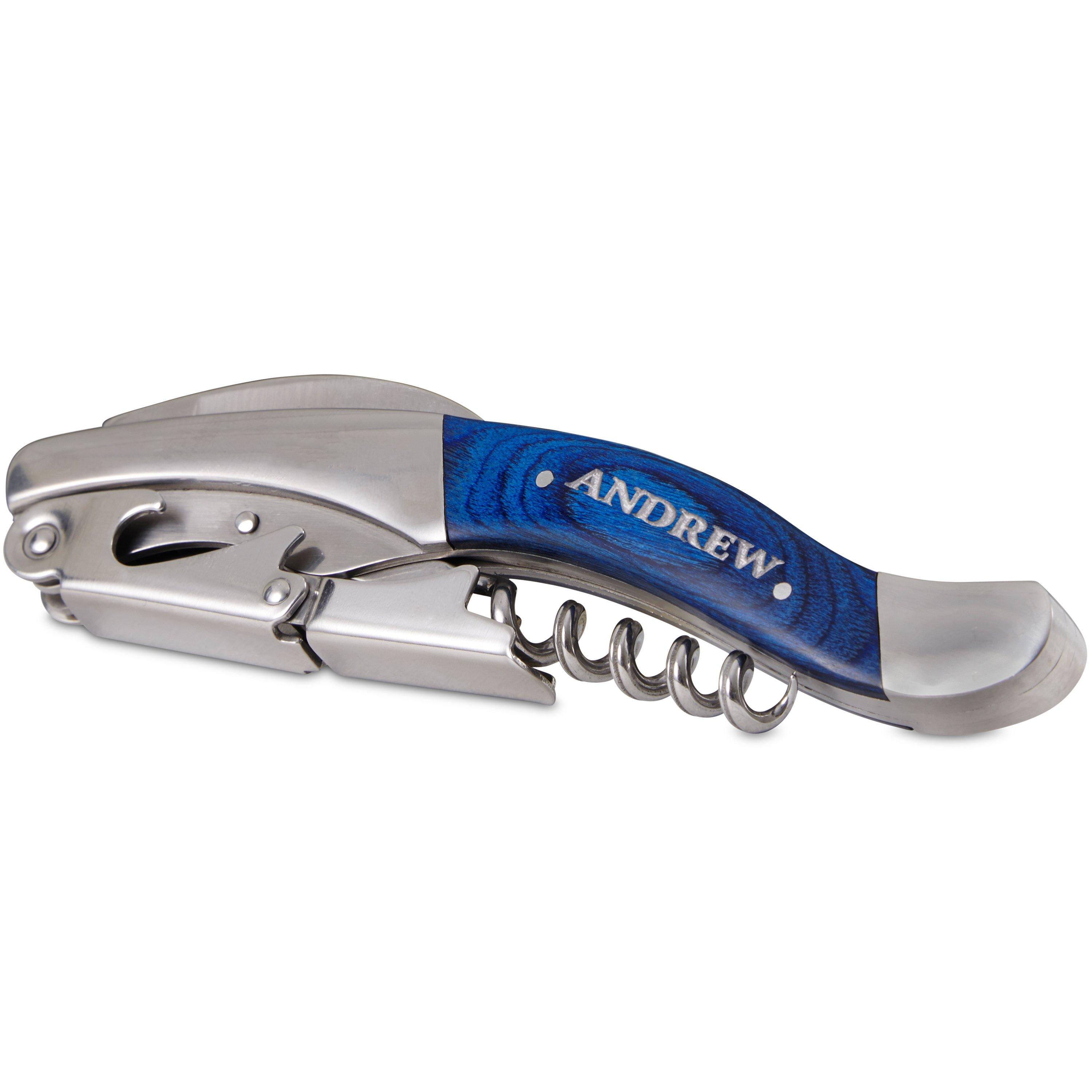 Blue Pakkawood Executive Corkscrew - Personalized