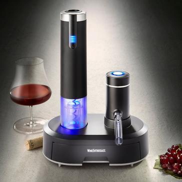 Electric Blue Omega All-In-One Automatic Wine Opener/Preserver and Dispenser/Aerator 6-Piece Set