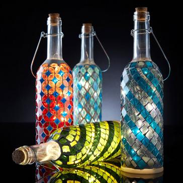 Mosaic Wine Bottle Lanterns (Set of 4)