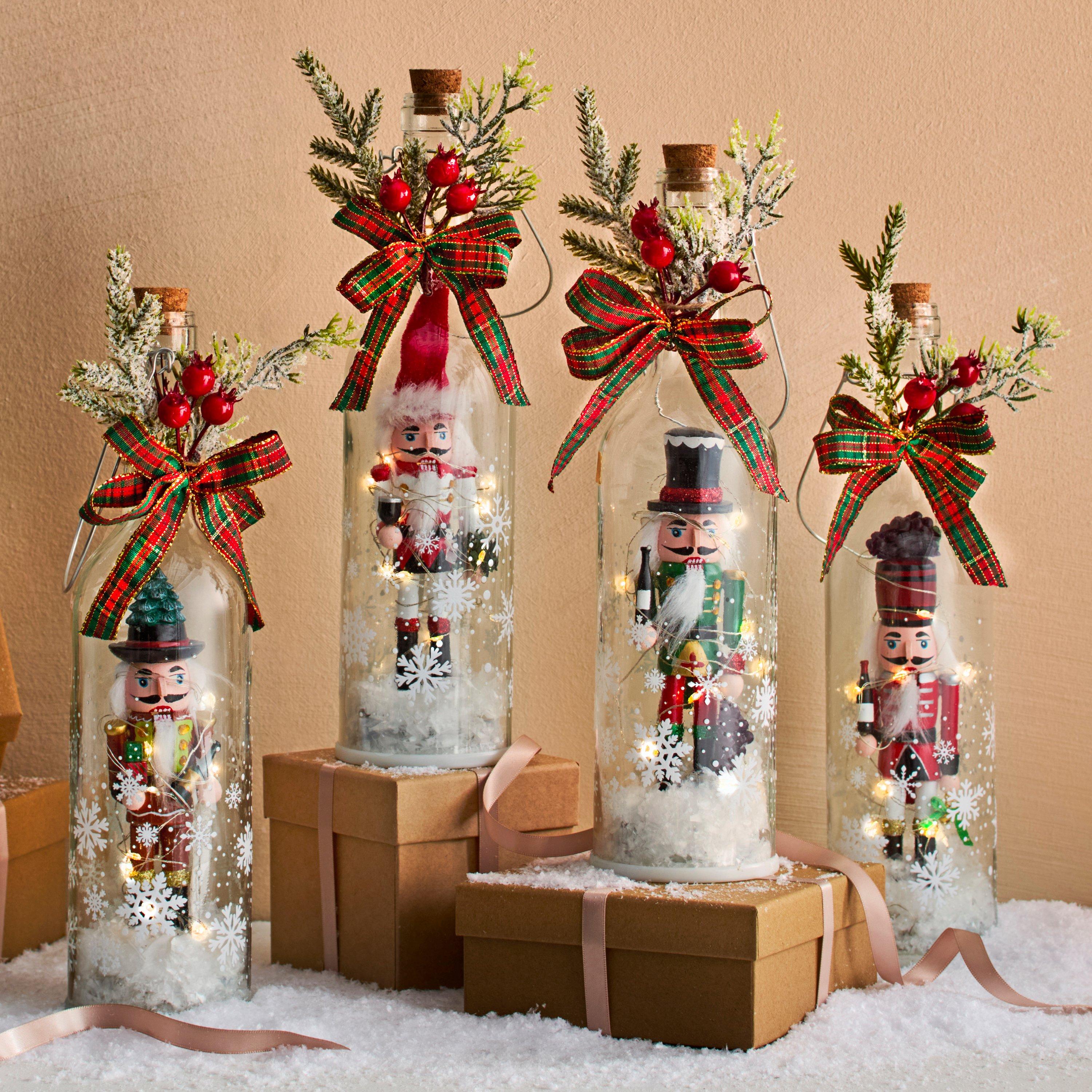 Nutcracker Wine Bottle Lanterns (Set of 4)