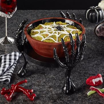 Candy and Snack Bowl with Metal Skeleton Hands