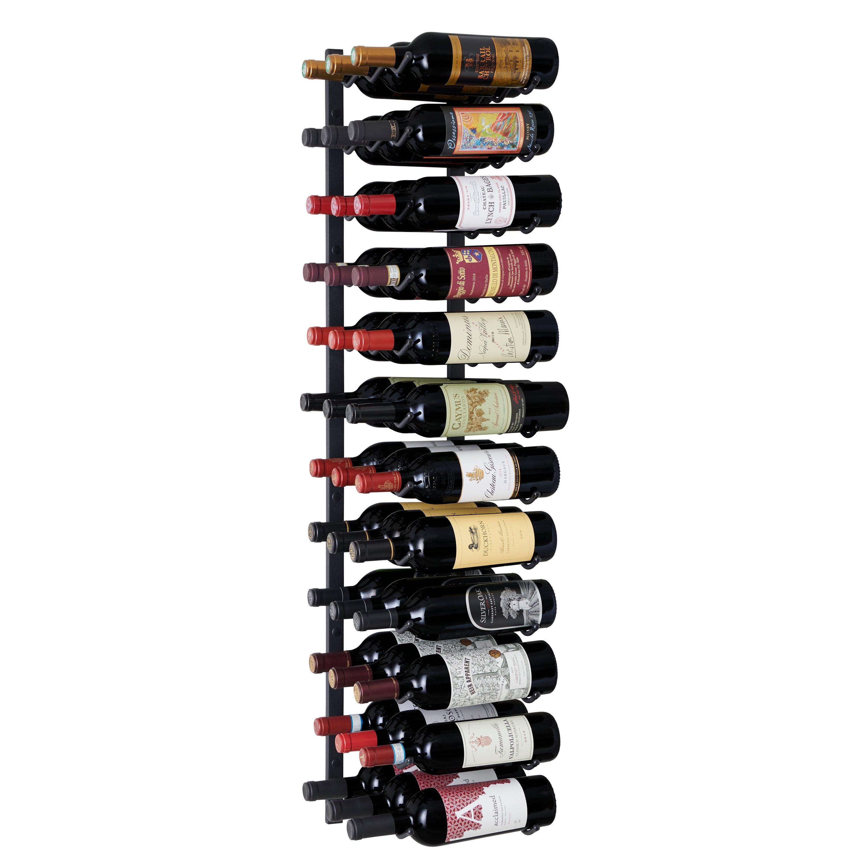 N'FINITY Wall Mounted 36 Bottle Metal Wine Rack - 4 Ft. Triple Deep