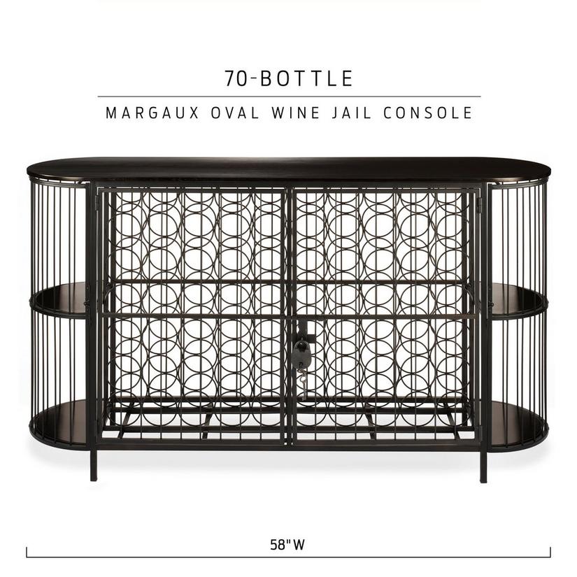 Margaux 70-Bottle Oval Wine Jail Console