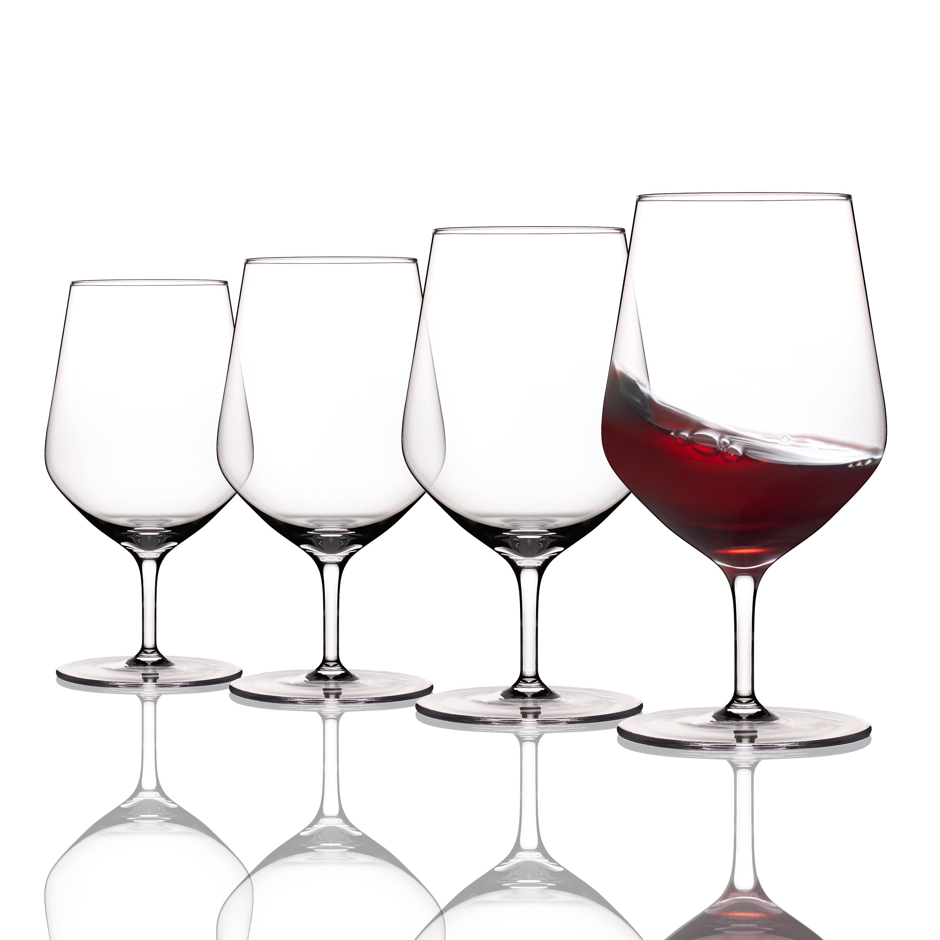 A Set of 4 Short Stemmed Wine Goblets/glasses With Leaf and Stem