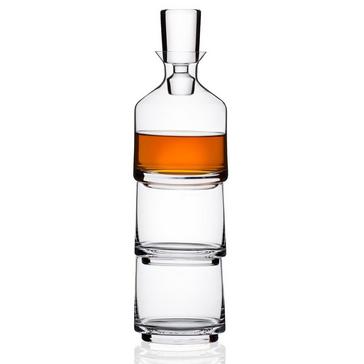 Wine Enthusiast Three-In-One Stacking Decanter & Whiskey Glasses Set