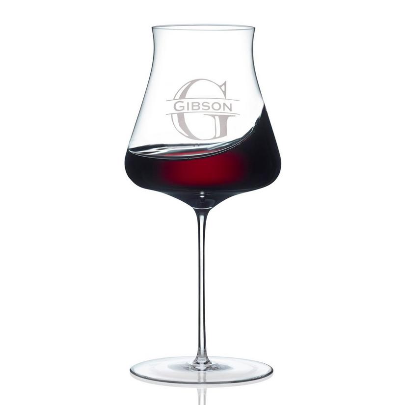 Personalized Wine Enthusiast Somm Cabernet Sauvignon Wine Glass (Set of 2)  - Single Initial with Solid Family Name
