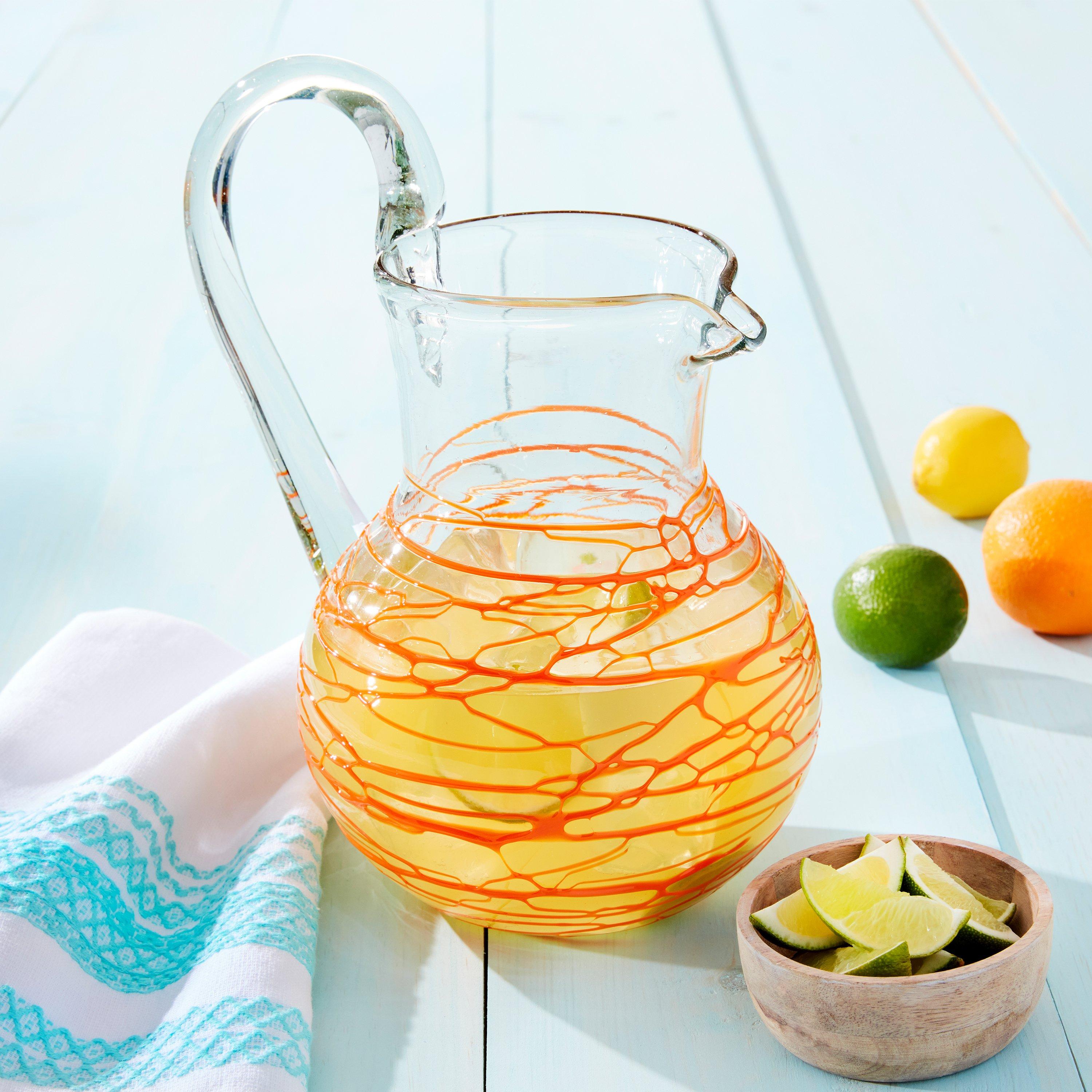 Verve Culture Handblown Glass Carafe: Orange Swirl