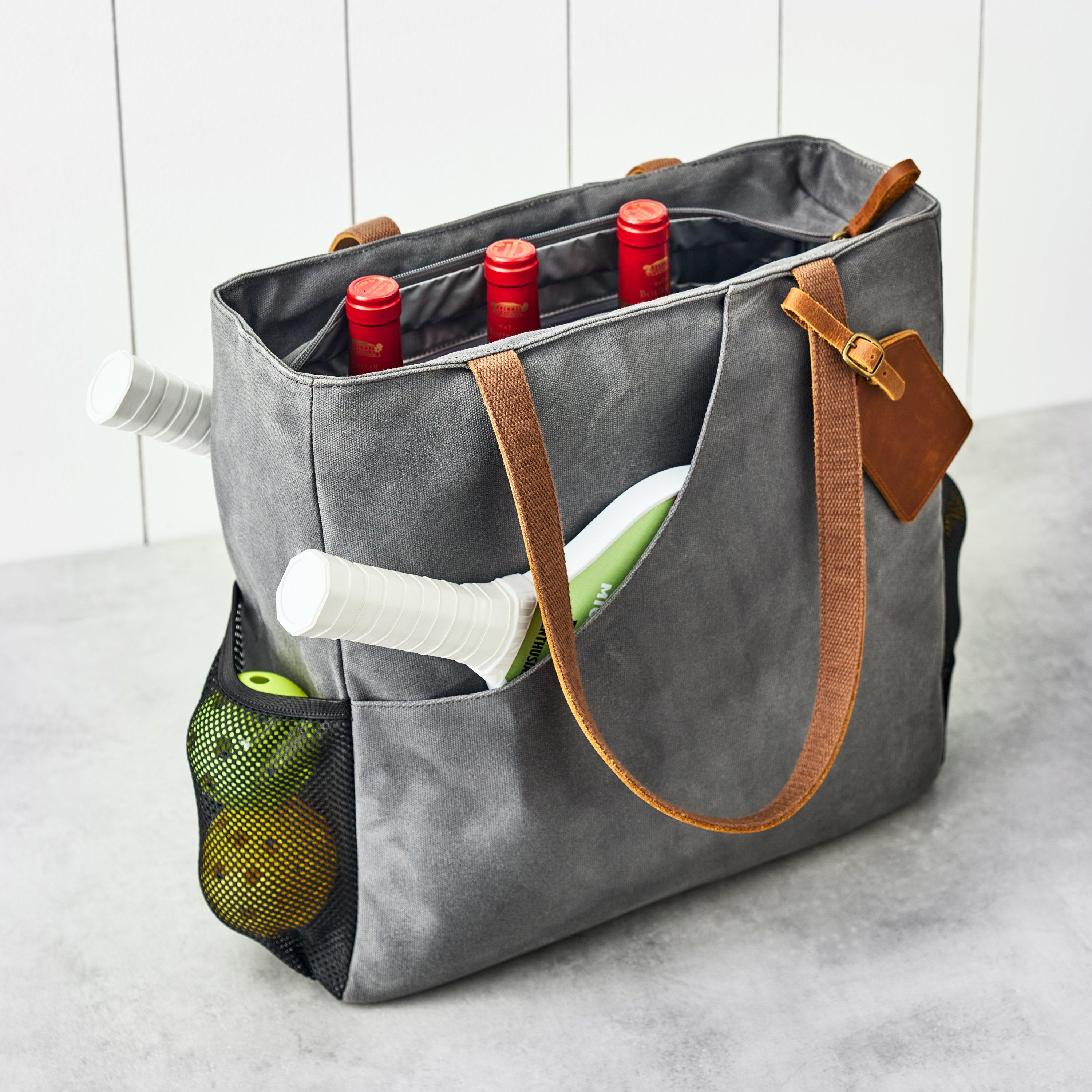 Canvas Pickleball 3-Bottle Wine Bag