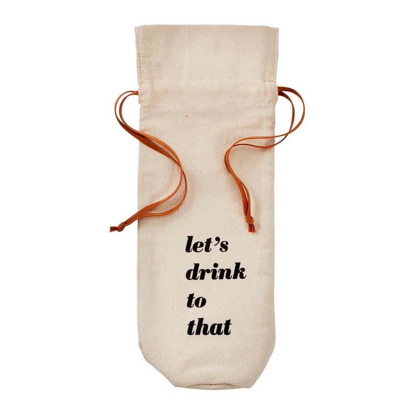Canvas Wine Bottle Gift Bags With Leather Ties (Set of 5)
