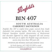 Penfolds 2019 Cabernet Sauvignon, Bin 407, South Australia