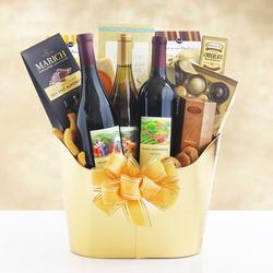 Golden Vineyard Gourmet Wine Gift Basket