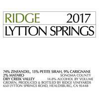 Ridge Vineyards 2017 Lytton Springs Zinfandel Blend, Dry Creek Valley